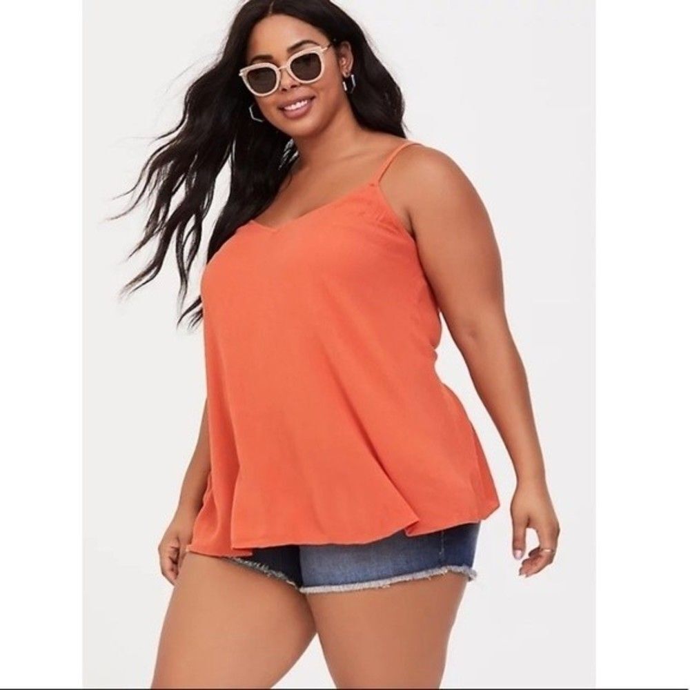 Torrid Orange Crepe V-Neck Camisole Top New Without Tags 2X 18/20 (254)